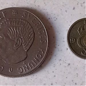 Sweden, 1 krona 1969 & 10 öre, 1988