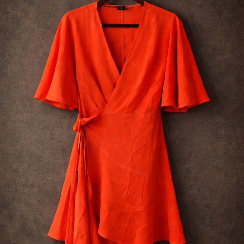 Φόρεμα Coral Wrap καινούργιο, Shein, μέγεθος M, κόκκινο πορτοκαλί