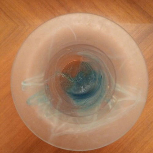 Art Glass decorative vase, blue/white opal glass Murano style