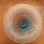Art Glass decorative vase, blue/white opal glass Murano style