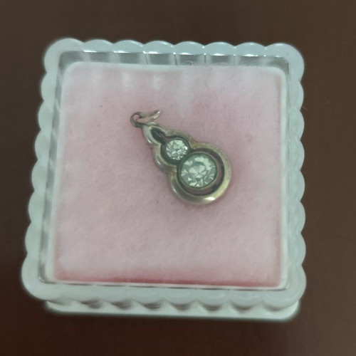 Edwardian Art Nouveau gold-plated pendant with strass stones used
