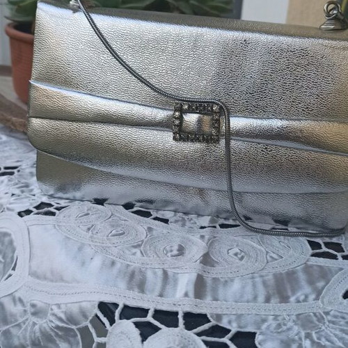 Vintage handbag with chain silver used from 1975