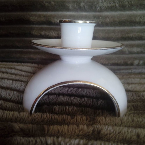 Porcelain candlestick Gerold Porzellan Bavaria used, 1970s design