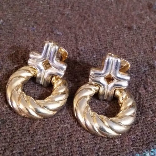 Vintage 90's earrings with clips used, gold and silver