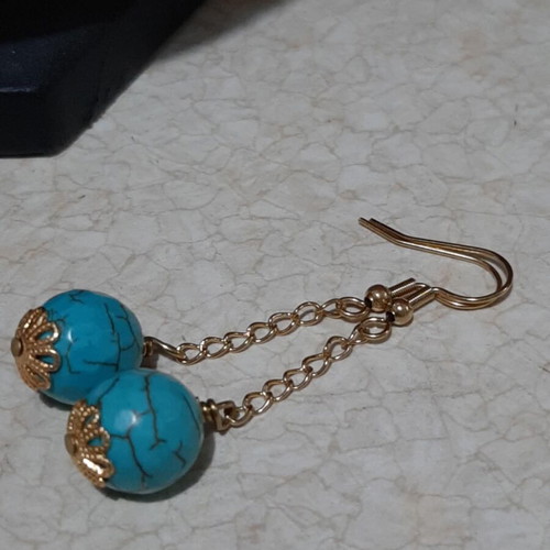 Necklace and earrings set with chaoite in steel, 80 cm length, new