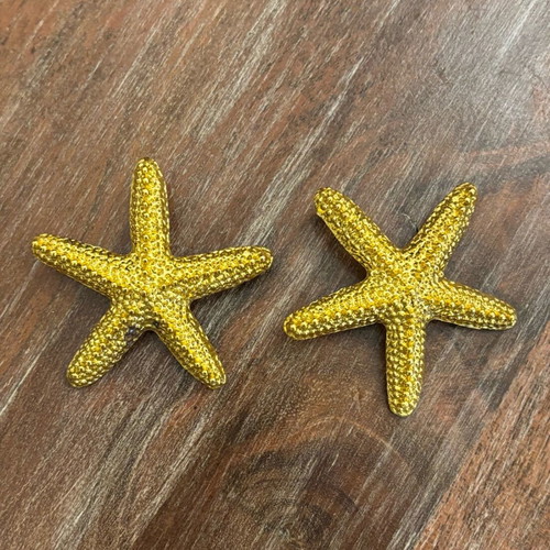 Starfish earrings used, gold color, 6.5cm diameter
