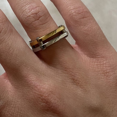 Unisex Two-Tone Stainless Steel Ring Size 53 New