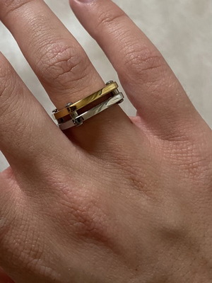 Unisex Two-Tone Stainless Steel Ring Size 53 New