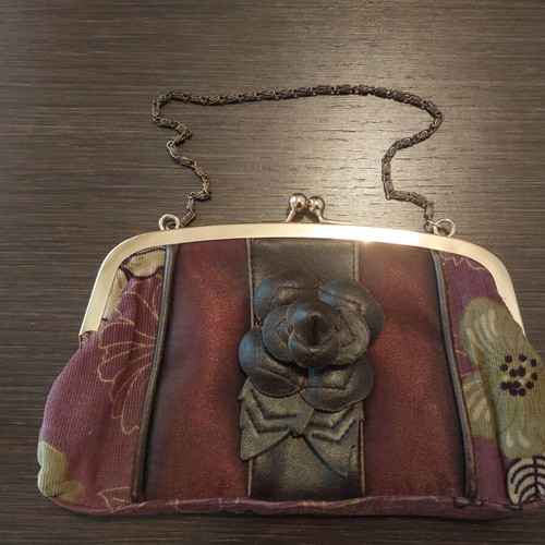 Vintage Alexi Andriotti floral purple and green handbag used