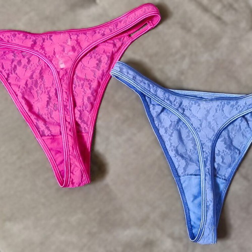 Vanity Fair string lingerie set new, size XL, blue and pink