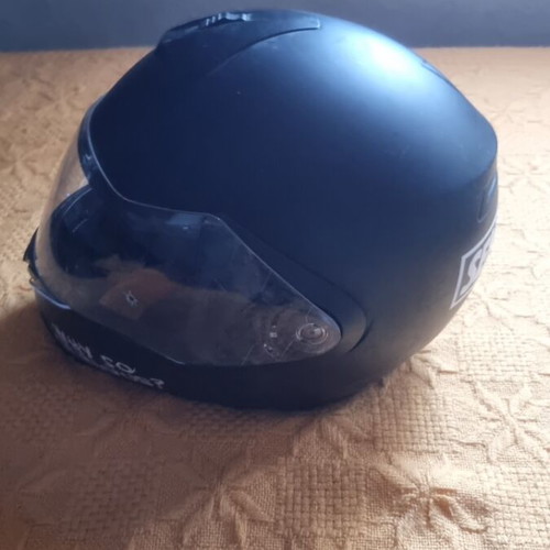 Full face helmet used, medium size, with integrated sunglasses