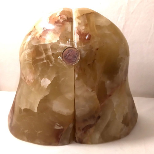 Green Onyx Bookends set of two used, mountain shape, 18.5 cm
