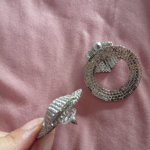 Hoop earrings with rhinestones, diameter 5cm, new