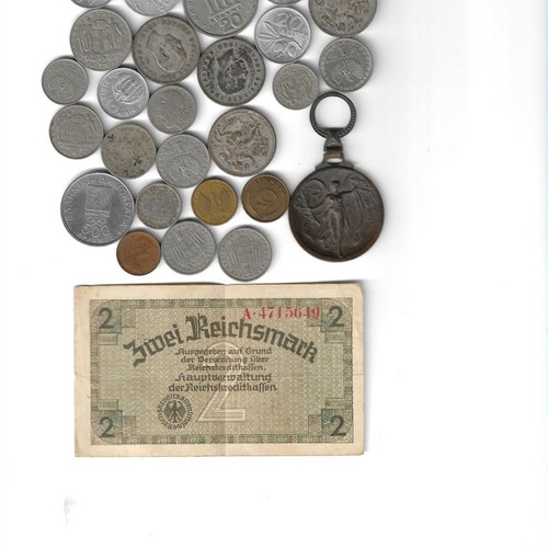 Collectible coins and paper money used, multiple pieces