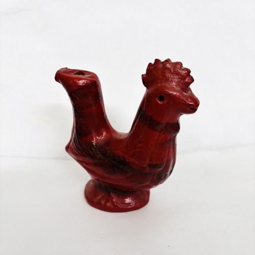 Red Clay Rooster Whistle vintage 1950’s, used