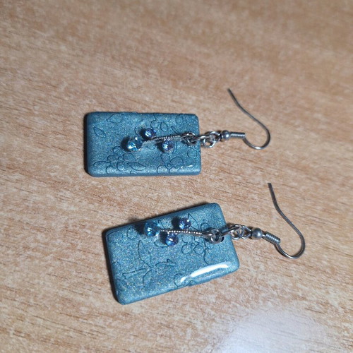 Clay and liquid glass earrings new, blue and turquoise