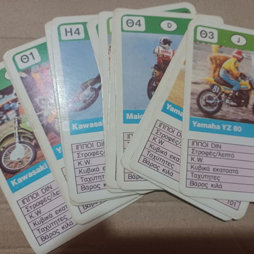 Vintage motorcycle cards used, set of 14 collectible cards