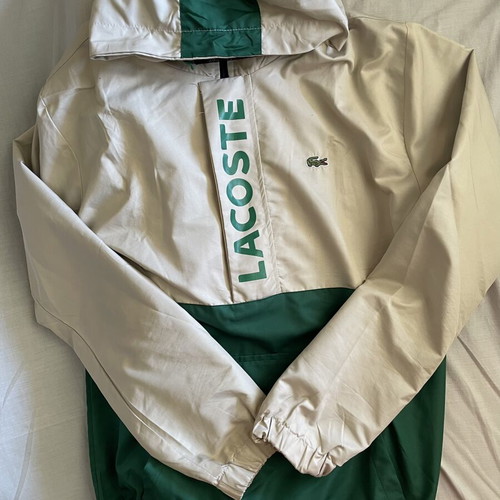 Lacoste jacket windbreaker used with minor back wear, size M, white green