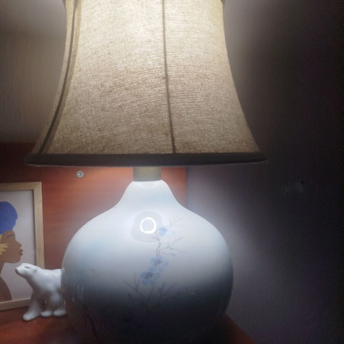 Vintage table lamp with lampshade used