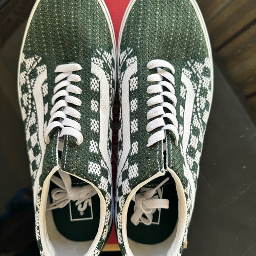 Vans Old Skool EK Checkerboard casual shoes new, size 44.5, white and green