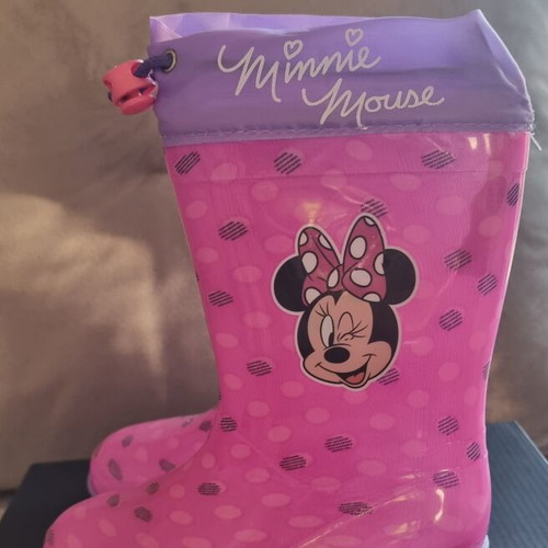 Minnie Mouse Kids Rain Boots Size 28 Like New Pink and Purple