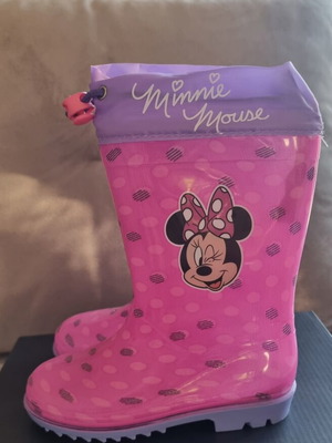 Minnie Mouse Kids Rain Boots Size 28 Like New Pink and Purple