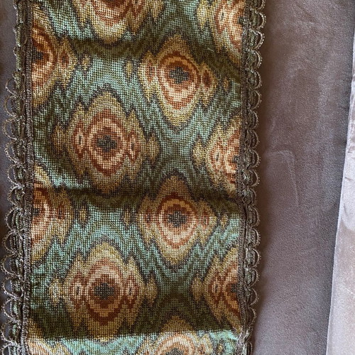Set of 3 handmade embroidered runners used in oil and gold tones