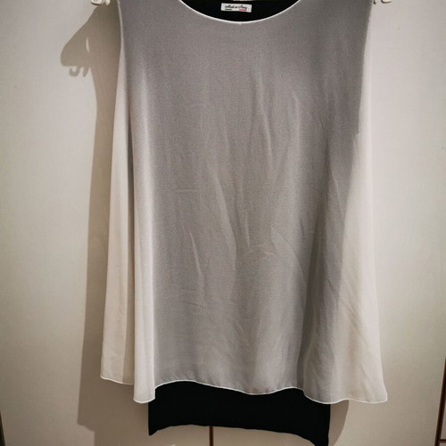Black elastic dress like new with white muslin overlay