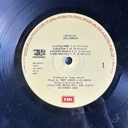 Helloween Live in the U.K vinyl like new, first Greek copy
