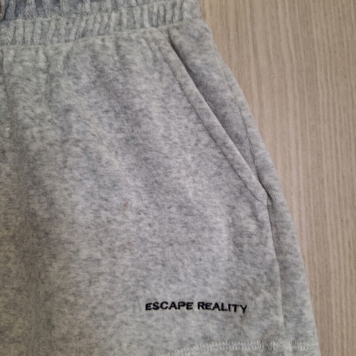 Bershka Light Grey Terry Plush Sweat Shorts Escape Reality, Size M