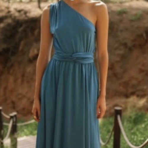 Mix & Match petrol one shoulder dress, one size