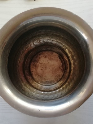 Metal planter vintage used with ornate decoration
