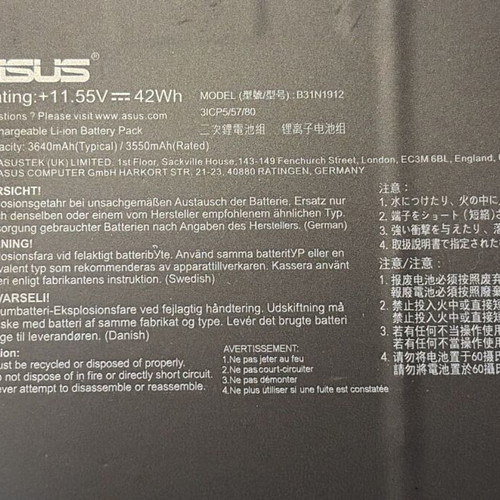 Asus VivoBook E/L series battery B31N1912 42Wh 11.55V new