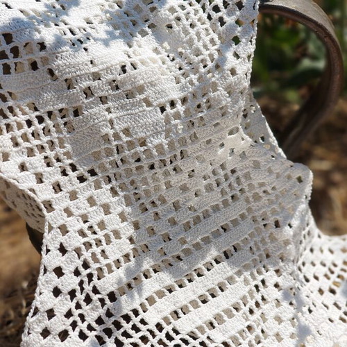 Handmade crochet lace embroidery, asymmetric design
