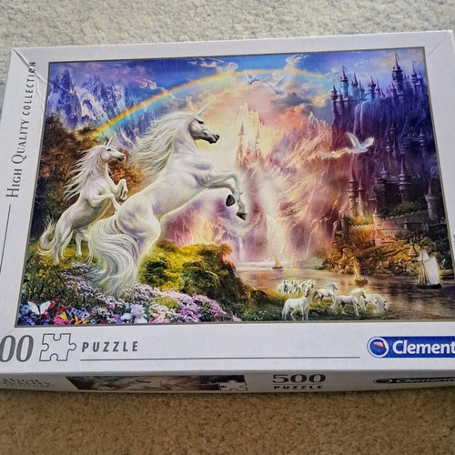 Clementoni puzzle 500 pieces unicorns at sunset like new