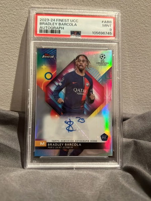 Bradley Barcola Finest 2023-24 Autograph Rookie Card PSA 9
