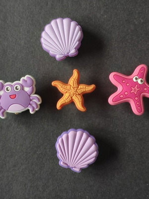 Crocs Charms Sea Love set like new, purple and orange