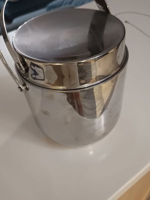 Inox ice bucket new with tongs and airtight lid