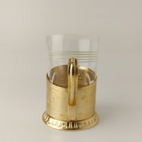 USSR Gorki Tea Glass Holder with Glass used, chip on rim