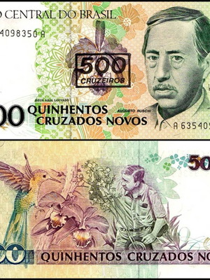 Βραζιλία 500 Ceuzeiros σε 500 Cruzados Novos 1990 τραπεζογραμμάτιο καινούργιο