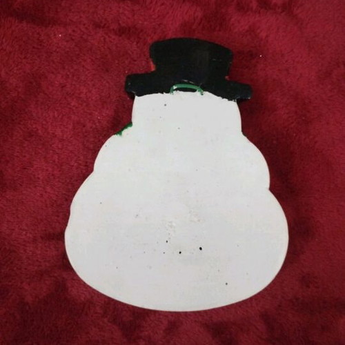 Handmade snowman hanging decoration with clay and painted