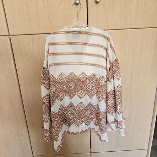 C-THROU summer blouse like new, airy white and brown tunic