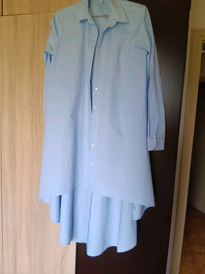 Stradivarius long shirt large like new, blue with slim fit