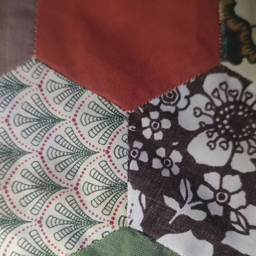 Patchwork cushion covers used, hand sewn vintage, set of 2