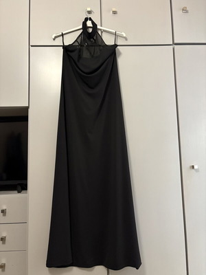 Ataxia Black Maxi Evening Dress with Strass Neckline like new, M/L