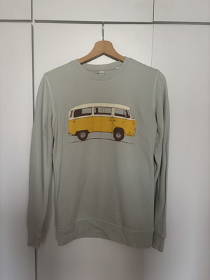 Sweatshirt size XS like new, pastel turquoise with print