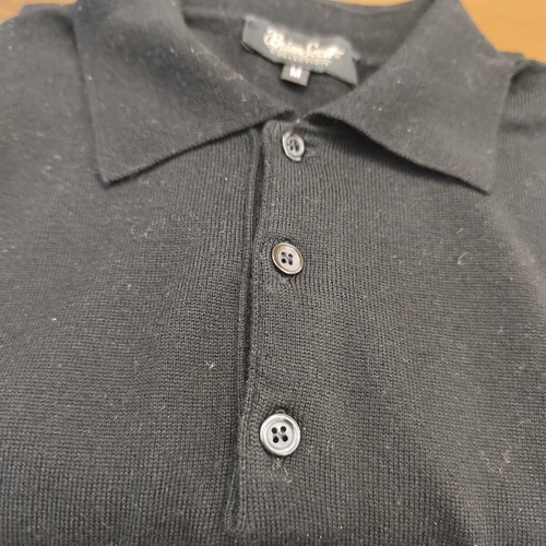 Brian Scott knitted polo sweater medium black like new