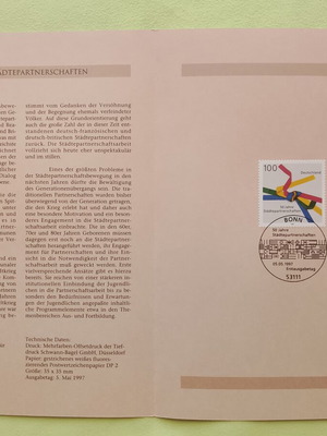 Germany 1997 stamp with Bonn first day cover cancellation