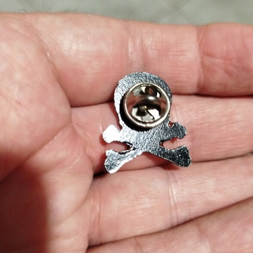 Skull pin badge with enamel coating