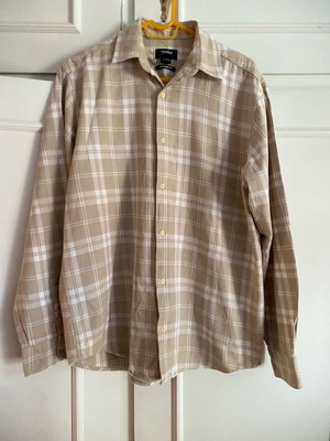 Pull and Bear Men's Beige Checked Shirt New Size Medium